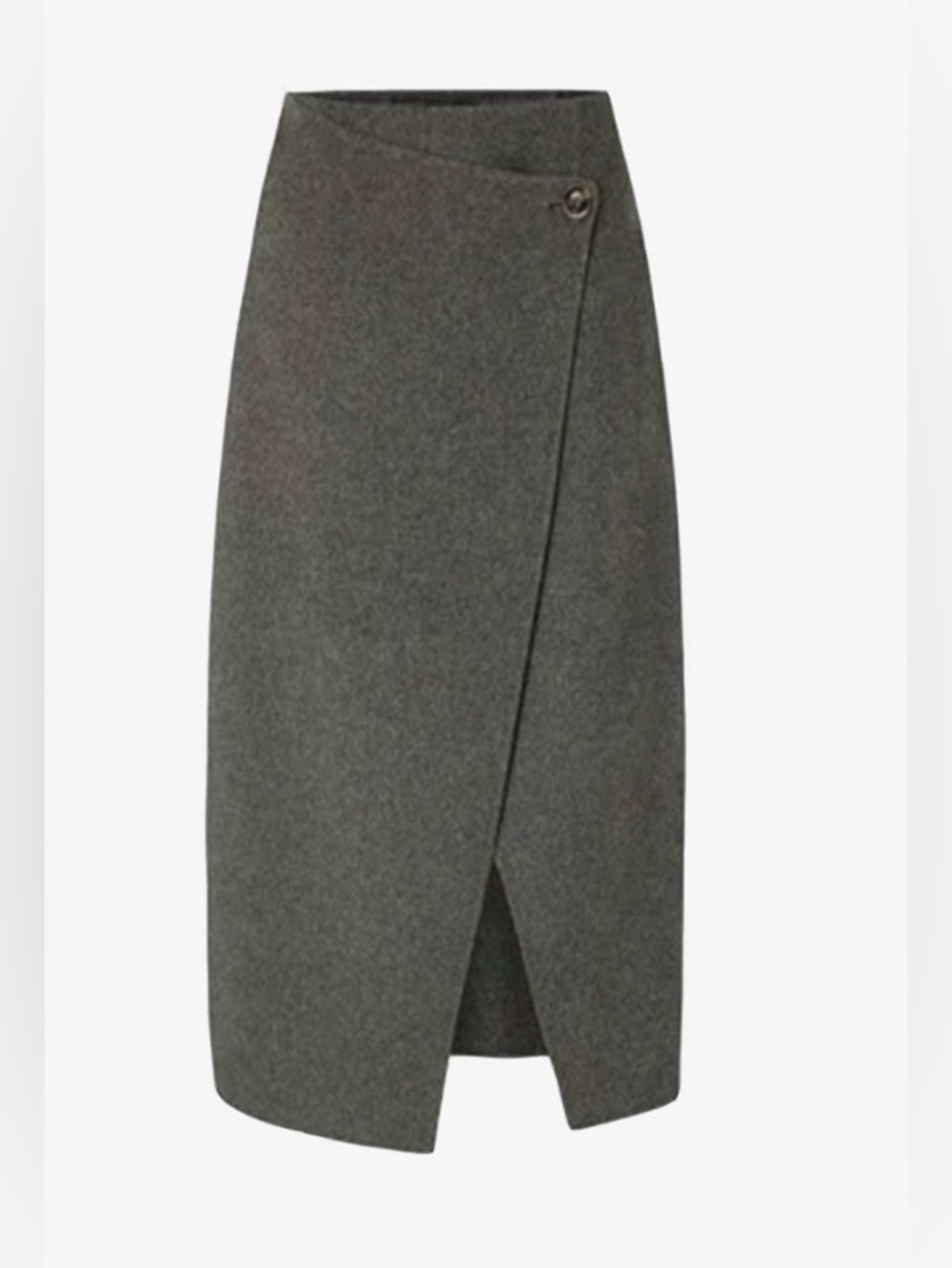 Souer Gray Wool Wales Wrap Skirt